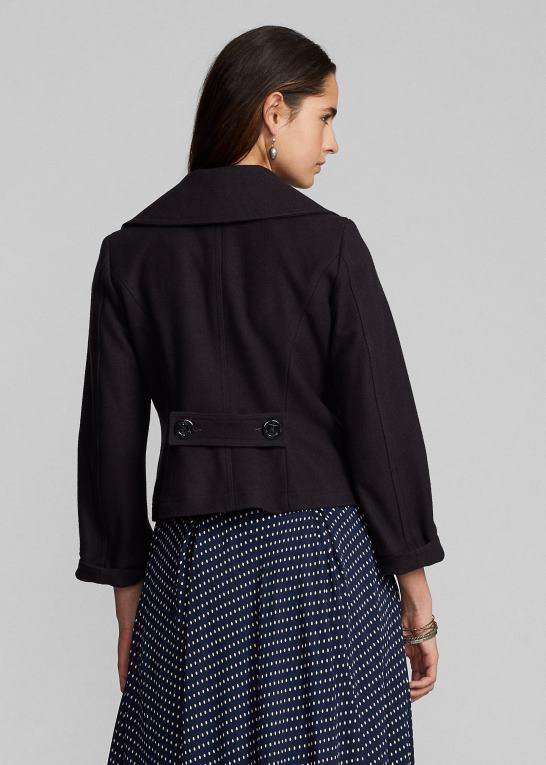 flåde Kvinder Ralph Lauren beskåret melton peacoat i uldblanding Z426B3672