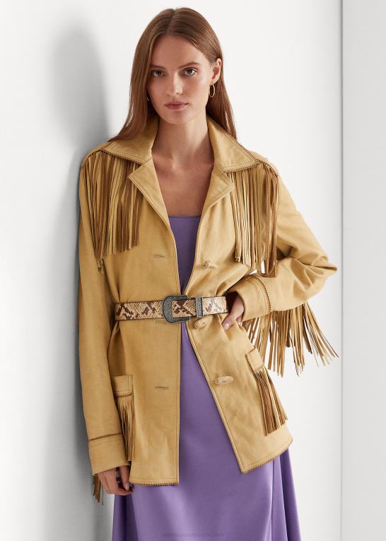 klitbrun Kvinder Ralph Lauren frakke i ruskind med frynser Z426B9514