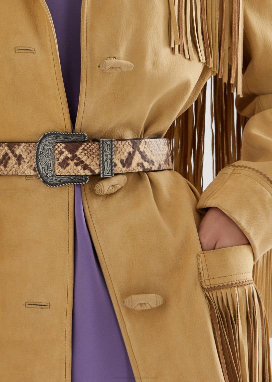 klitbrun Kvinder Ralph Lauren frakke i ruskind med frynser Z426B9514