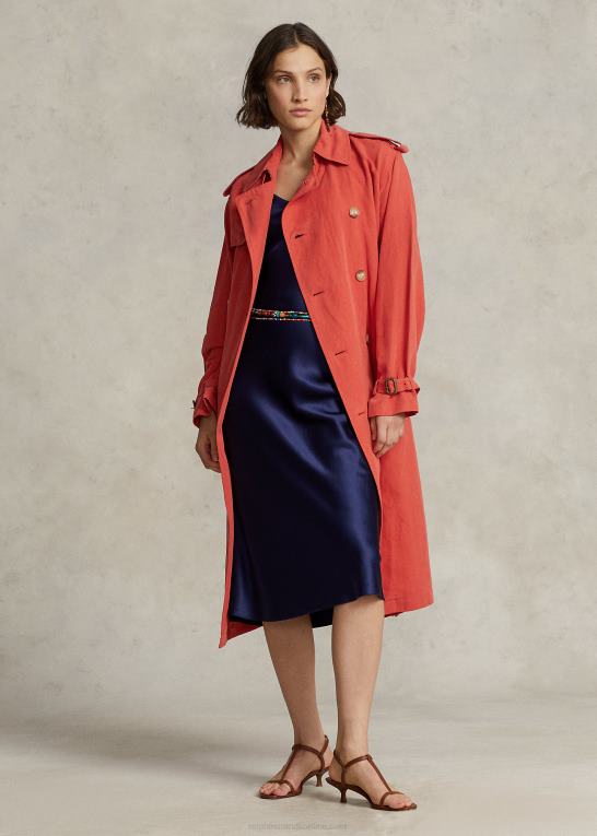 kona orange Kvinder Ralph Lauren trenchcoat i silkeblanding Z426B3131