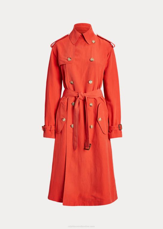 kona orange Kvinder Ralph Lauren trenchcoat i silkeblanding Z426B3131