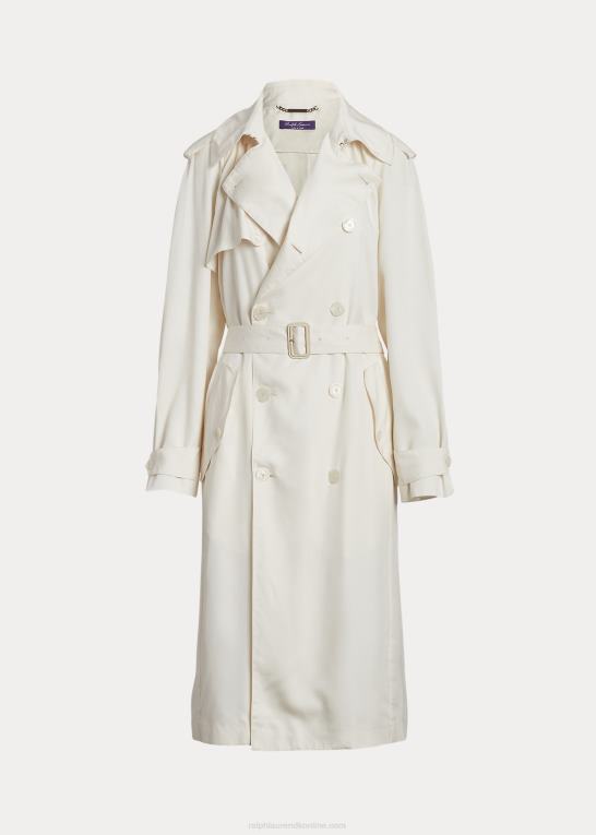 lux creme Kvinder Ralph Lauren baird vasket silke twill frakke Z426B3547