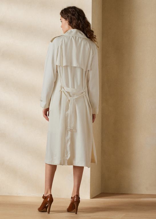 lux creme Kvinder Ralph Lauren baird vasket silke twill frakke Z426B3547
