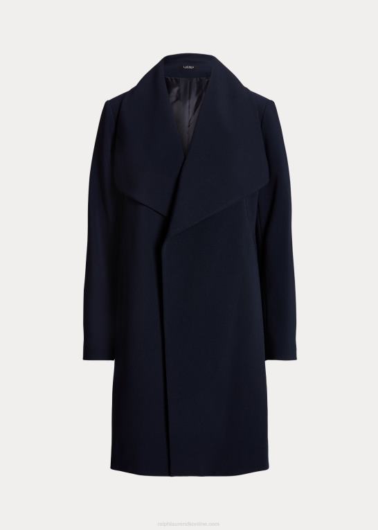 mørk flåde Kvinder Ralph Lauren crepe omslagsfrakke Z426B4124