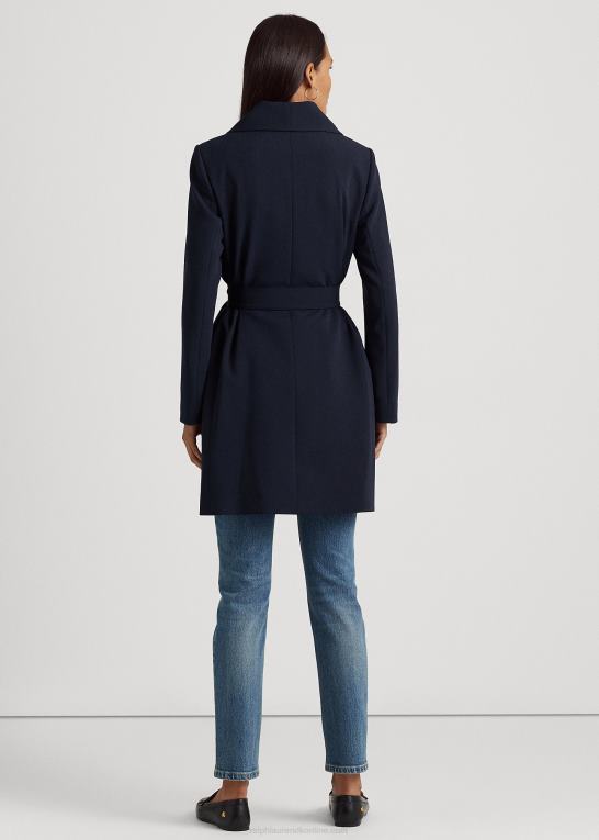 mørk flåde Kvinder Ralph Lauren crepe omslagsfrakke Z426B4124