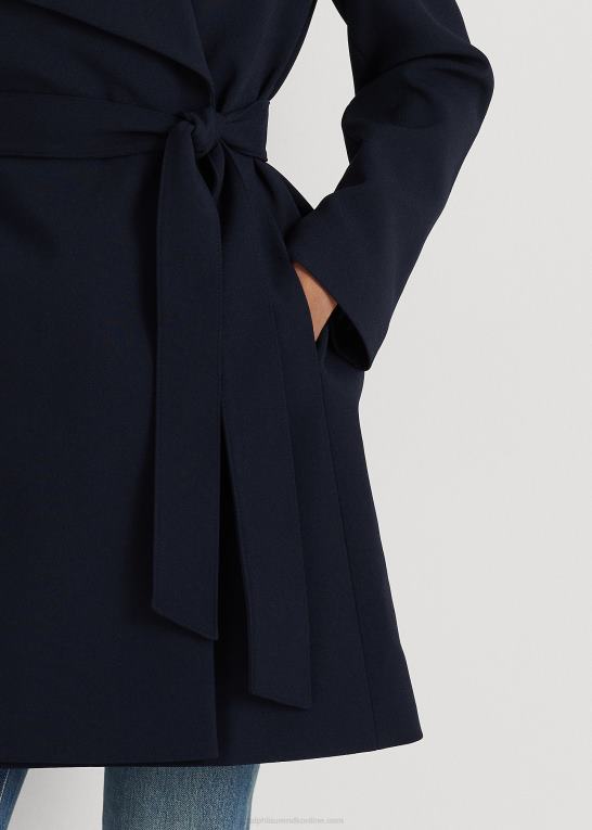 mørk flåde Kvinder Ralph Lauren crepe omslagsfrakke Z426B4124