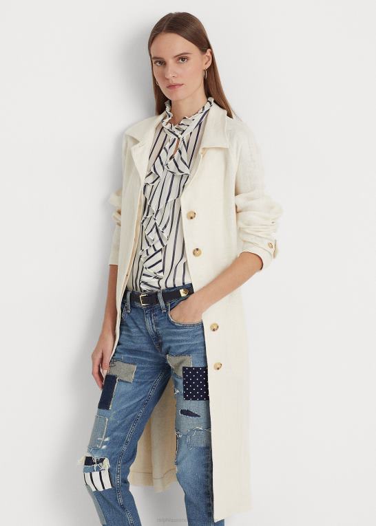 mascarpone creme Kvinder Ralph Lauren trenchcoat i sildeben med bælte Z426B4088