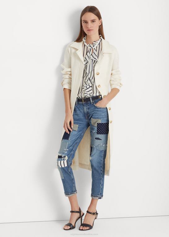 mascarpone creme Kvinder Ralph Lauren trenchcoat i sildeben med bælte Z426B4443