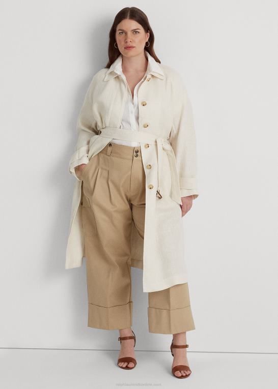 mascarpone creme Kvinder Ralph Lauren trenchcoat i sildeben med bælte Z426B4698