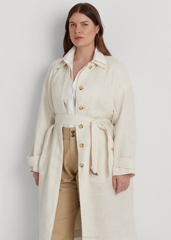 mascarpone creme Kvinder Ralph Lauren trenchcoat i sildeben med bælte Z426B4698