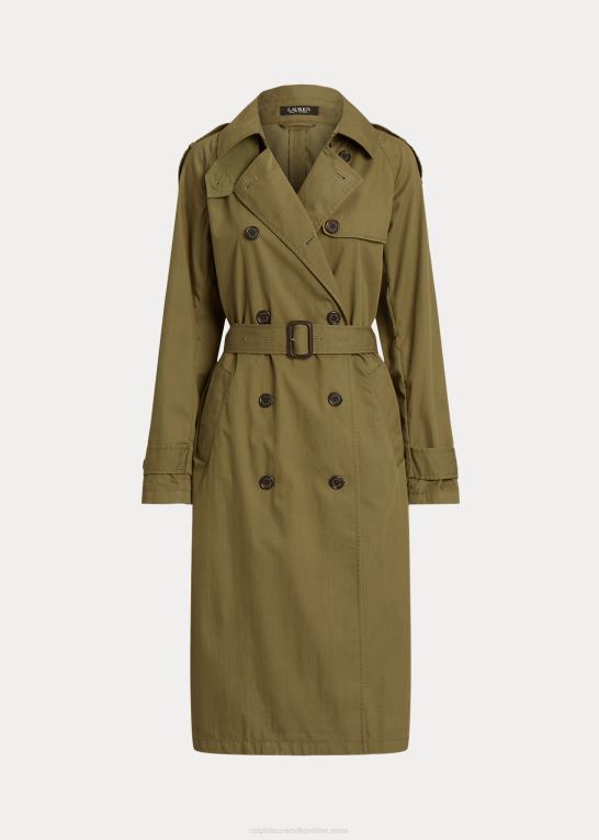 oliven bregne Kvinder Ralph Lauren dobbeltradet trenchcoat i twill Z426B3776
