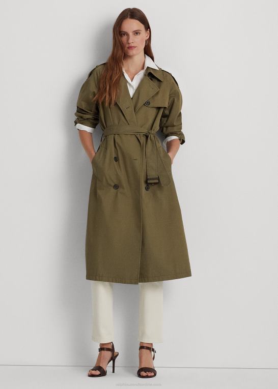 oliven bregne Kvinder Ralph Lauren dobbeltradet trenchcoat i twill Z426B3776