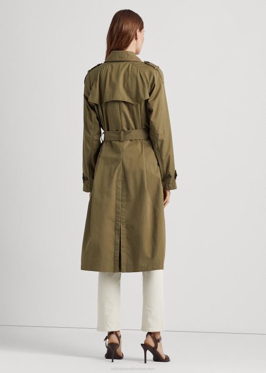 oliven bregne Kvinder Ralph Lauren dobbeltradet trenchcoat i twill Z426B3776