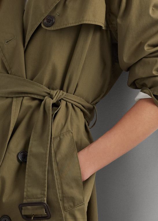 oliven bregne Kvinder Ralph Lauren dobbeltradet trenchcoat i twill Z426B3776