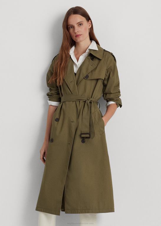 oliven bregne Kvinder Ralph Lauren dobbeltradet trenchcoat i twill Z426B3776