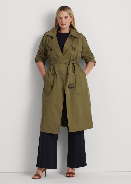 oliven bregne Kvinder Ralph Lauren dobbeltradet trenchcoat i twill Z426B4495