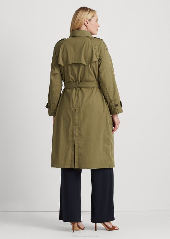 oliven bregne Kvinder Ralph Lauren dobbeltradet trenchcoat i twill Z426B4495