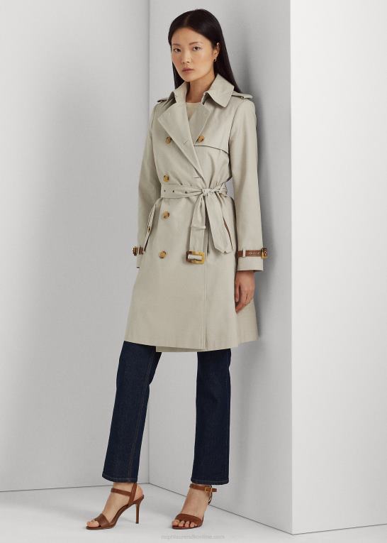 pergament creme Kvinder Ralph Lauren trenchcoat med bælte Z426B4141