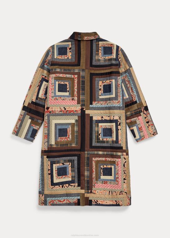 rød/tan multi Kvinder Ralph Lauren patchwork-frakke i begrænset oplag Z426B3656