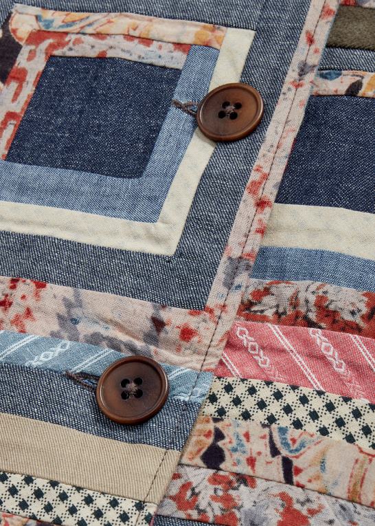 rød/tan multi Kvinder Ralph Lauren patchwork-frakke i begrænset oplag Z426B3656