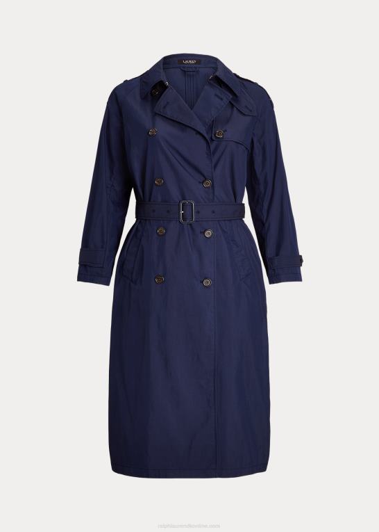 raffineret flåde Kvinder Ralph Lauren twill trenchcoat i bomuldsblanding Z426B4806