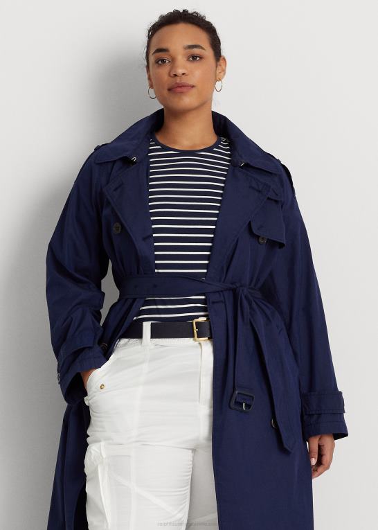 raffineret flåde Kvinder Ralph Lauren twill trenchcoat i bomuldsblanding Z426B4806