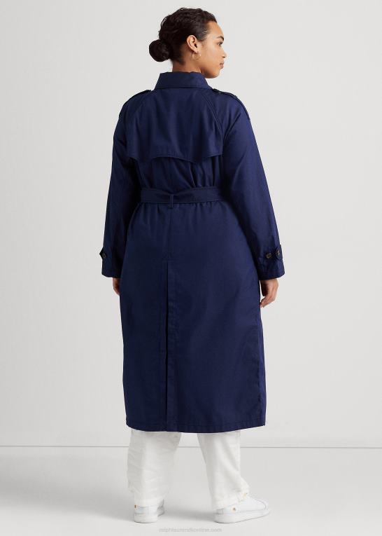 raffineret flåde Kvinder Ralph Lauren twill trenchcoat i bomuldsblanding Z426B4806