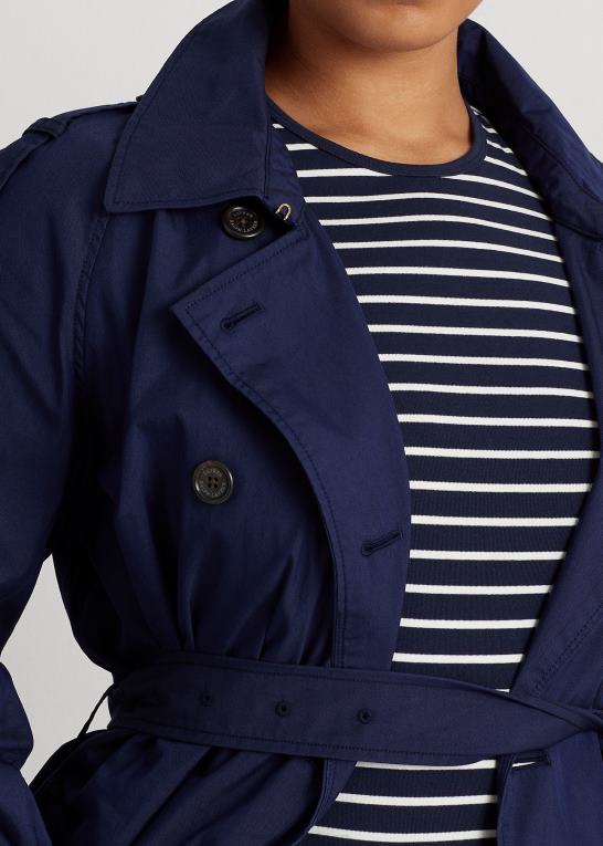 raffineret flåde Kvinder Ralph Lauren twill trenchcoat i bomuldsblanding Z426B4806