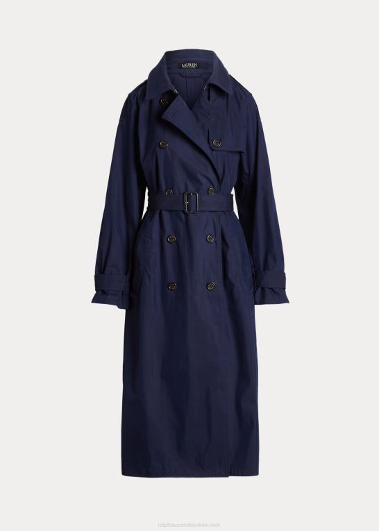 raffineret flåde Kvinder Ralph Lauren twill trenchcoat i bomuldsblanding Z426B4864