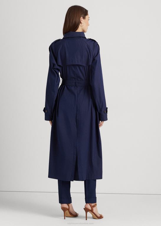 raffineret flåde Kvinder Ralph Lauren twill trenchcoat i bomuldsblanding Z426B4864