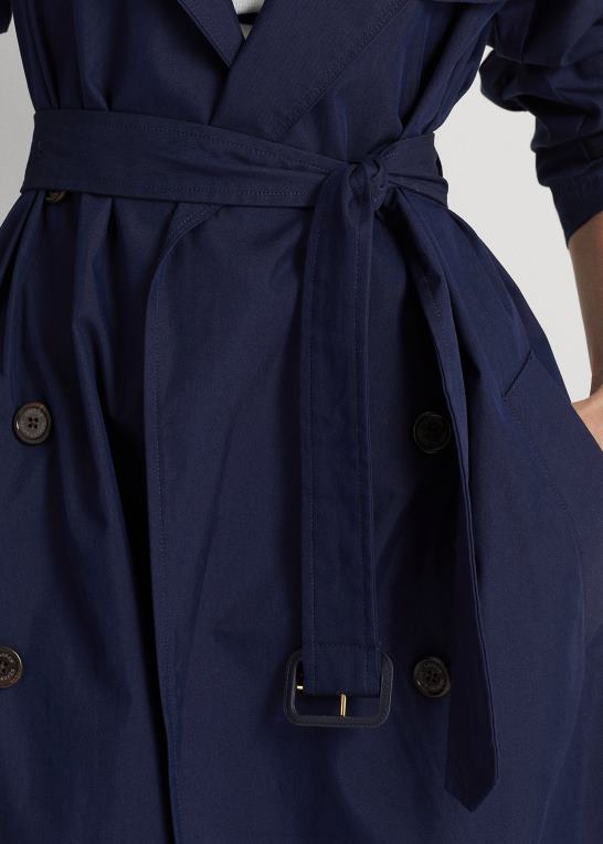 raffineret flåde Kvinder Ralph Lauren twill trenchcoat i bomuldsblanding Z426B4864