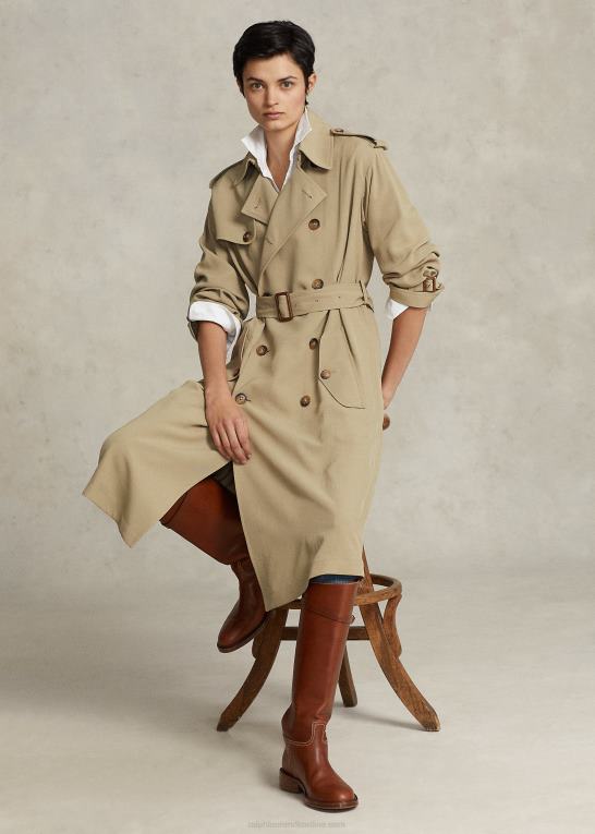 ørken kaki Kvinder Ralph Lauren twill trenchcoat Z426B9204