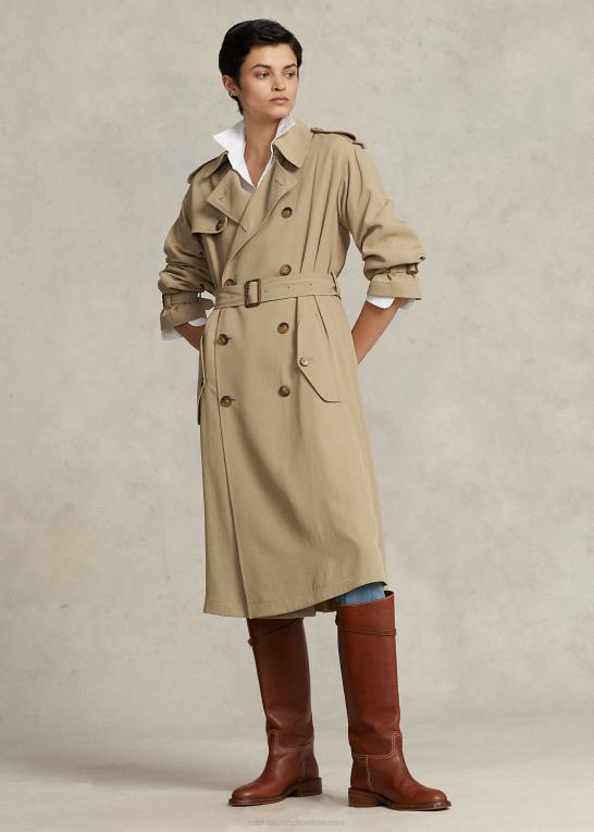 ørken kaki Kvinder Ralph Lauren twill trenchcoat Z426B9204