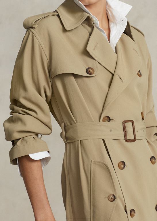 ørken kaki Kvinder Ralph Lauren twill trenchcoat Z426B9204