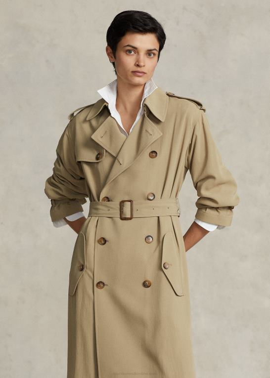 ørken kaki Kvinder Ralph Lauren twill trenchcoat Z426B9204