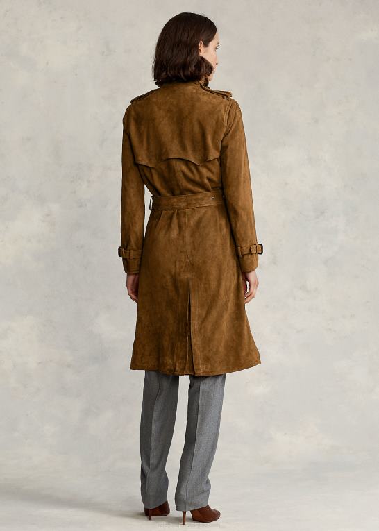 saksen brun Kvinder Ralph Lauren ruskind trenchcoat Z426B9259
