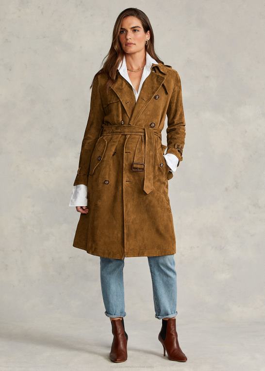 saksen brun Kvinder Ralph Lauren ruskind trenchcoat Z426B9259