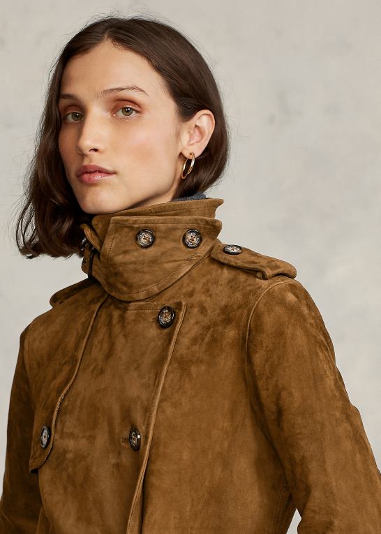 saksen brun Kvinder Ralph Lauren ruskind trenchcoat Z426B9259