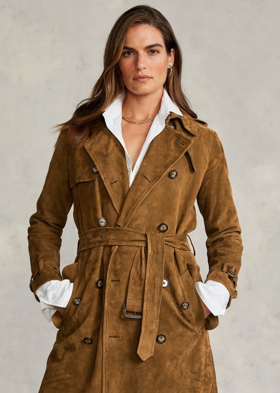 saksen brun Kvinder Ralph Lauren ruskind trenchcoat Z426B9259