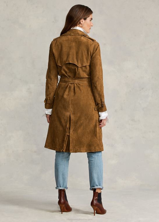 saksen brun Kvinder Ralph Lauren ruskind trenchcoat Z426B9259