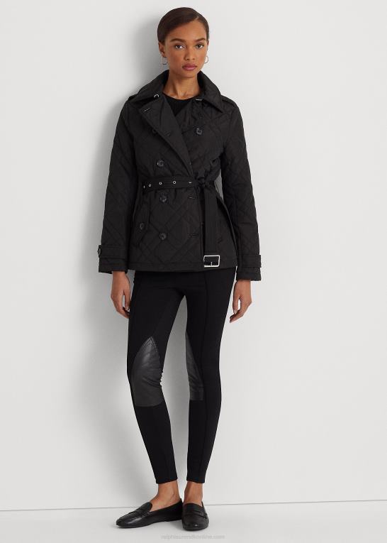 sort Kvinder Ralph Lauren bælte diamant-quiltet peacoat Z426B4129