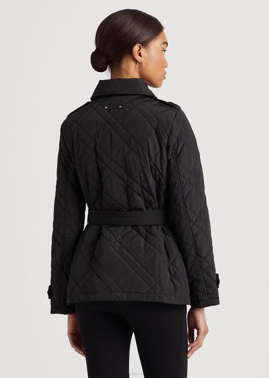 sort Kvinder Ralph Lauren bælte diamant-quiltet peacoat Z426B4129