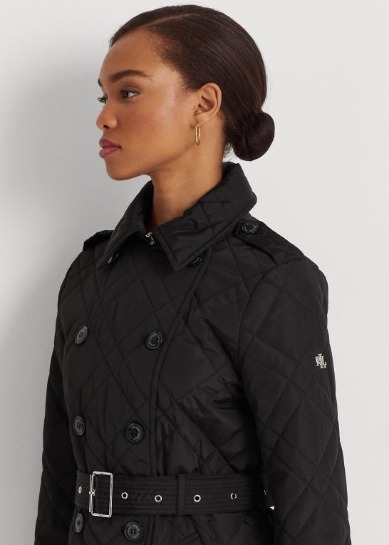 sort Kvinder Ralph Lauren bælte diamant-quiltet peacoat Z426B4129