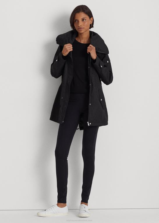 sort Kvinder Ralph Lauren monogram jacquard regnfrakke med hætte Z426B4125
