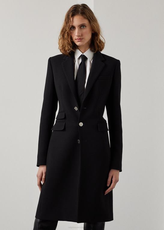 sort Kvinder Ralph Lauren parker uld crepe frakke Z426B9332