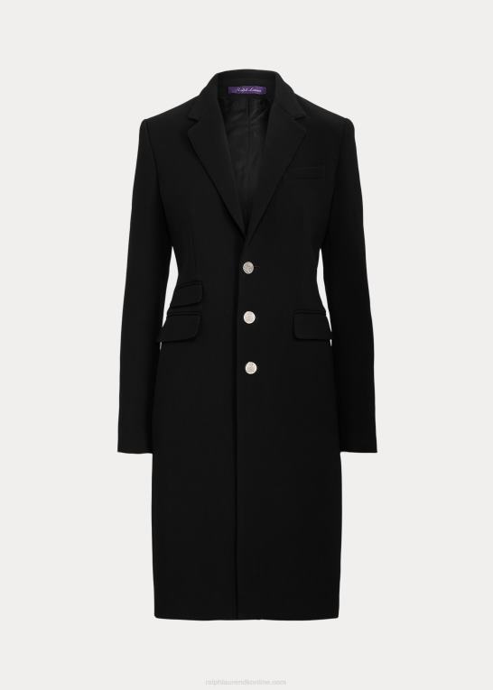 sort Kvinder Ralph Lauren parker uld crepe frakke Z426B9332