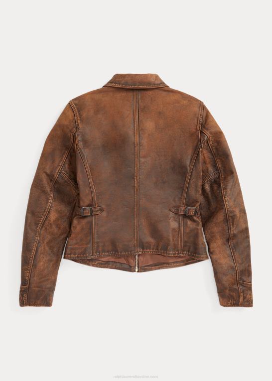 Brun Kvinder Ralph Lauren tætsiddende læderjakke Z426B3650