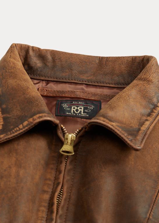 Brun Kvinder Ralph Lauren tætsiddende læderjakke Z426B3650