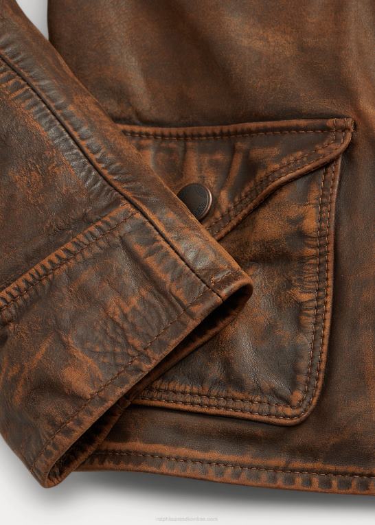 Brun Kvinder Ralph Lauren tætsiddende læderjakke Z426B3650
