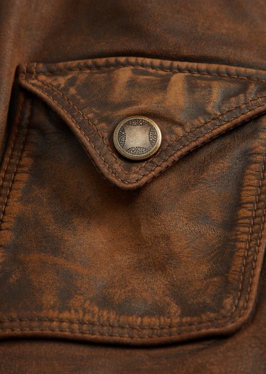Brun Kvinder Ralph Lauren tætsiddende læderjakke Z426B3650